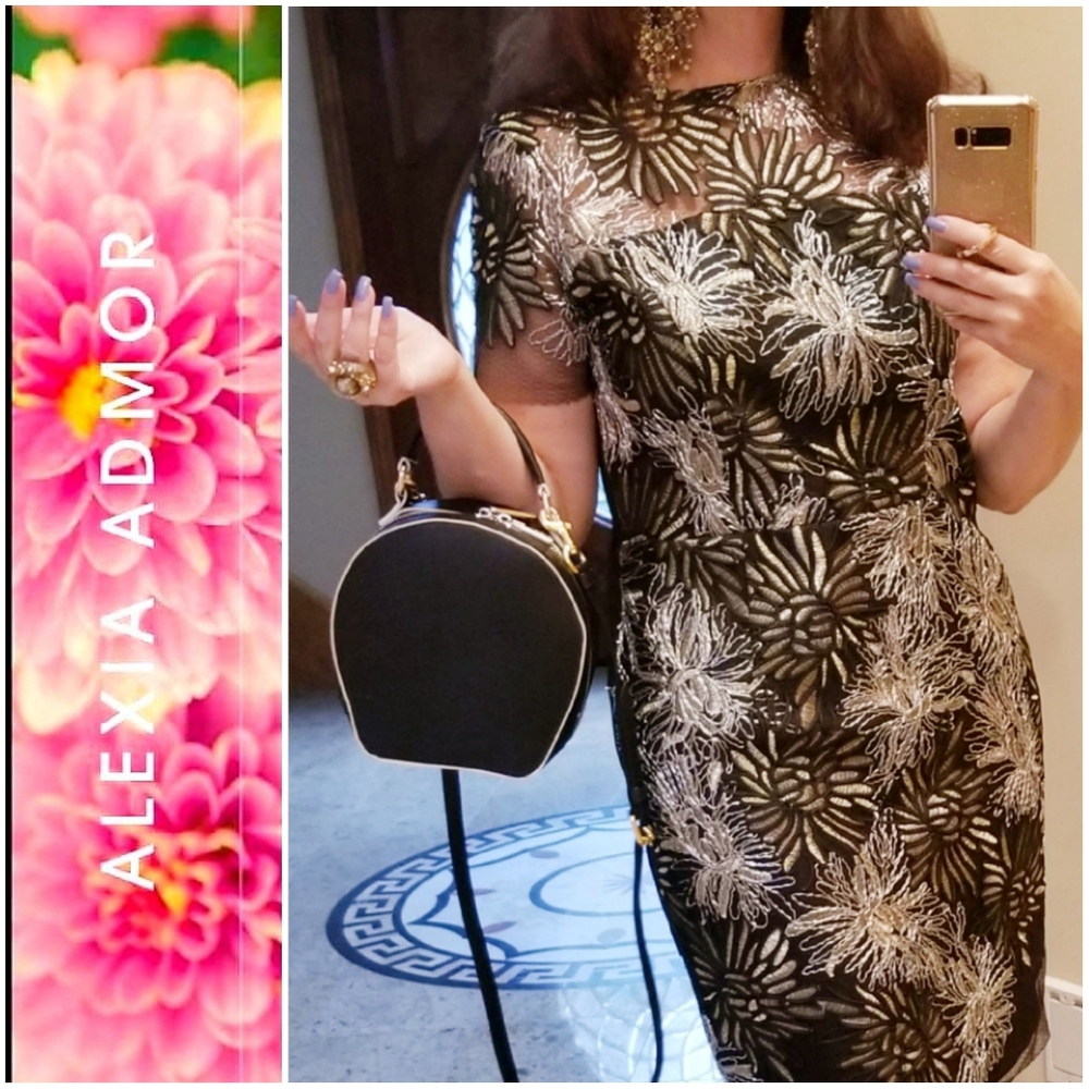 ELEGANT Black Dress Gold & Silver Embroidery